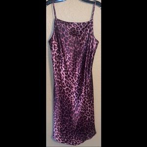 New purple and black leopard print satin dress